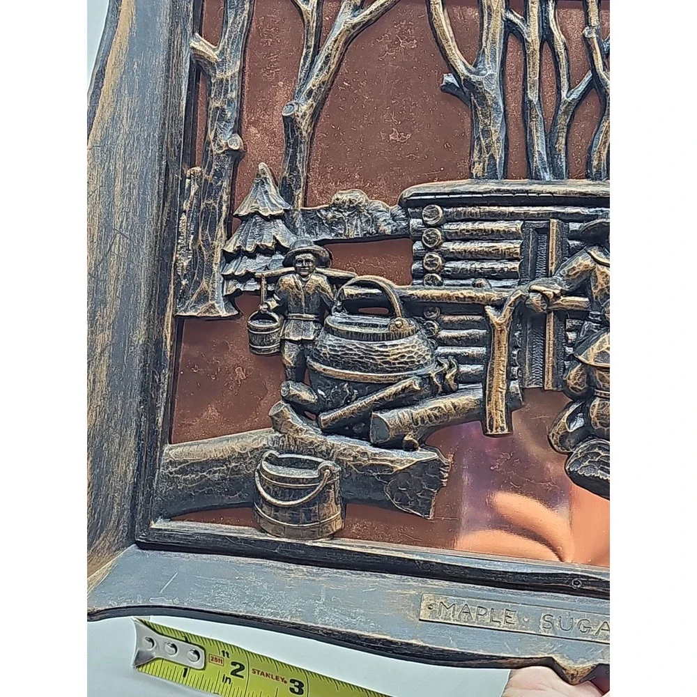 Vintage Coppercraft Guild Copper 3D Wall Art Maple Sugar Time 14x10